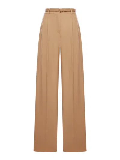 Max Mara Wool Tassel Entry Trousers In Brown