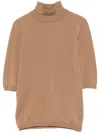 Max Mara Cecina Turtleneck Wool Knit Top In Brown