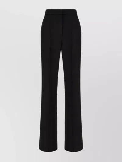 Max Mara Wool Trousers With Belt Loops And Pleats In Black