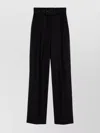 Max Mara Wool Trousers With Pockets And Pleats In Black