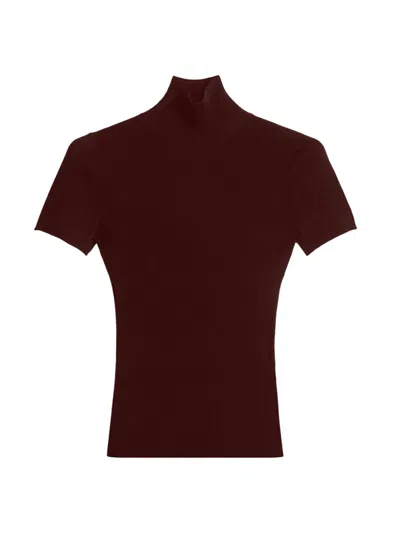 Max Mara Wool Short-sleeve Sweater In Burgundy