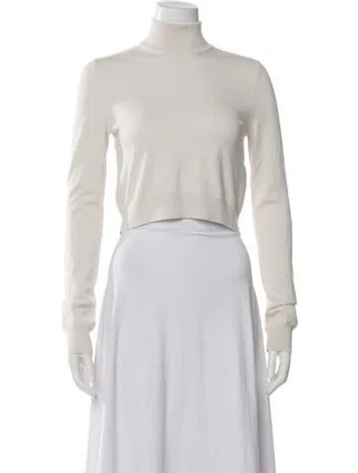 Pre-owned Max Mara Wool Turtleneck Crop Top In Neutral