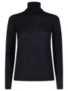 Max Mara Navy Blue Saluto Wool Turtleneck Sweater In Blue