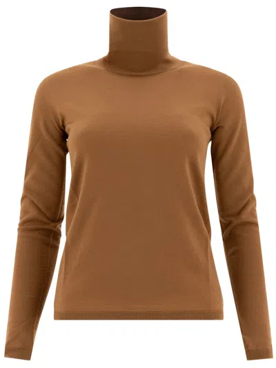 Max Mara Wool Turtleneck Sweater In Beige