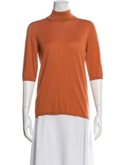 Pre-owned Max Mara Wool Turtleneck Sweater In Orange