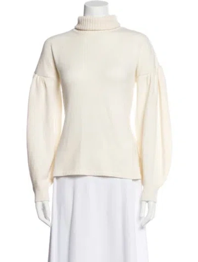 Pre-owned Max Mara Wool Turtleneck Sweater In White