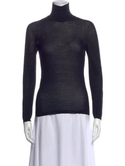 Pre-owned Max Mara Wool Turtleneck Top In Blue