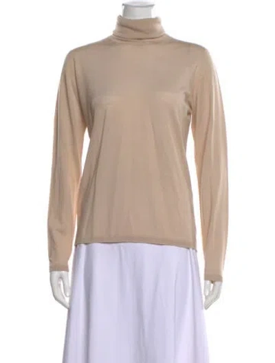 Pre-owned Max Mara Wool Turtleneck Top In Neutral