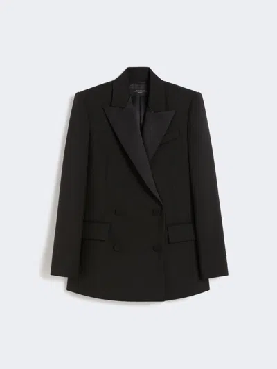 Max Mara Wool Tuxedo Blazer In Black