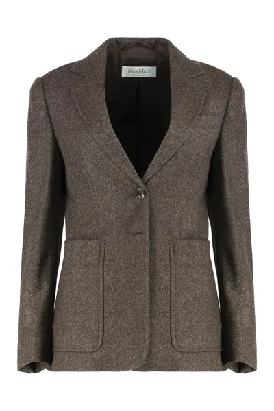 Max Mara Single-breasted Tweed Jacket In Brown