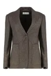 Max Mara Single-breasted Tweed Jacket In Brown