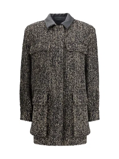 Max Mara Wool Tweed Jacket In Gray