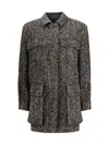 Max Mara Herringbone Pattern Wool Jacket With Leather Collar In Multi