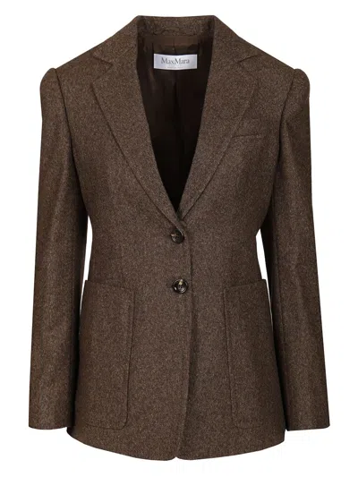 Max Mara Wool Tweed Jacket Jackets Brown