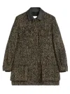 Max Mara Herringbone Pattern Wool Jacket With Leather Collar In Multi