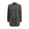 Max Mara Herringbone Pattern Wool Jacket With Leather Collar In Multi