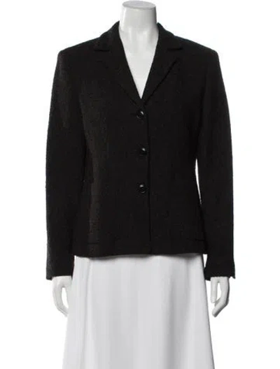 Pre-owned Max Mara Wool Tweed Pattern Blazer In Black