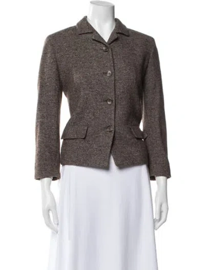 Pre-owned Max Mara Wool Tweed Pattern Blazer In Brown