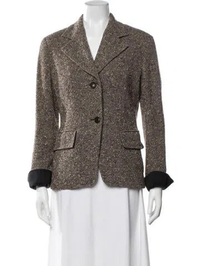 Pre-owned Max Mara Wool Tweed Pattern Blazer In Brown