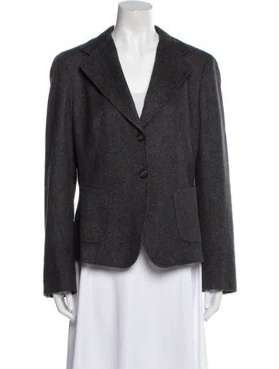 Pre-owned Max Mara Wool Tweed Pattern Blazer In Gray