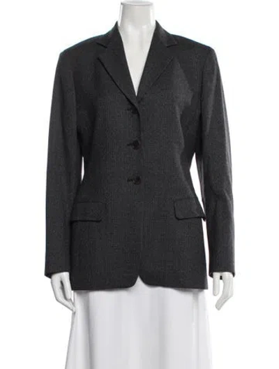 Pre-owned Max Mara Wool Tweed Pattern Blazer In Gray