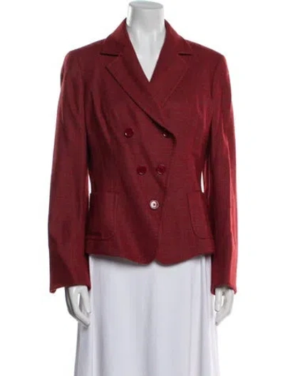 Pre-owned Max Mara Wool Tweed Pattern Blazer In Red
