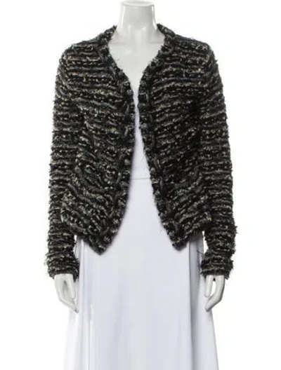 Pre-owned Max Mara Wool Tweed Pattern Jacket In Black