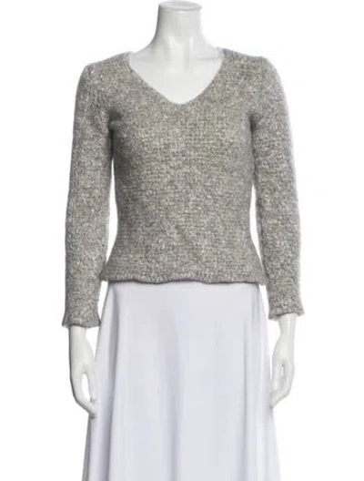 Pre-owned Max Mara Wool Tweed Pattern Sweater In Purple