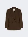 Max Mara Wool Twill Blazer In Brown