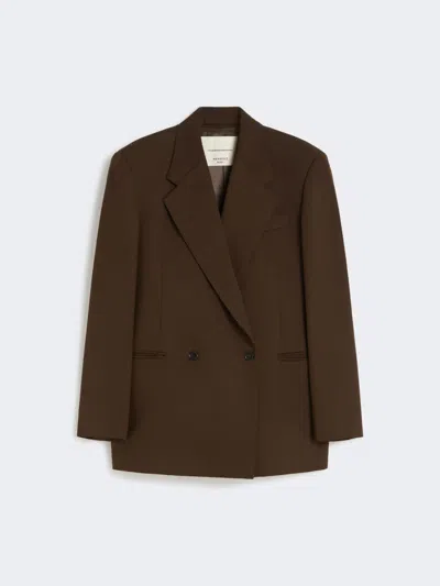 Max Mara Wool Twill Blazer In Brown