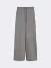 Max Mara Wool Twill Drawstring Trousers In Gray