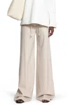 Max Mara Wool Twill Drawstring Trousers In Gray