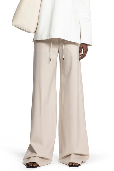 Max Mara Wool Twill Drawstring Trousers In Gray