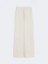 Max Mara Wool Twill Drawstring Trousers In White