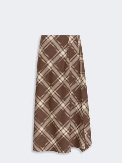Max Mara Wool Twill Skirt In Brown