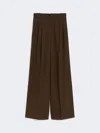 Max Mara Wool Twill Trousers In Brown