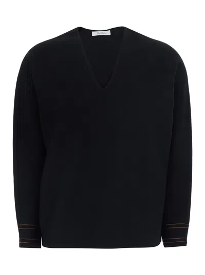 Max Mara Wool V-neck Blouse In Blue