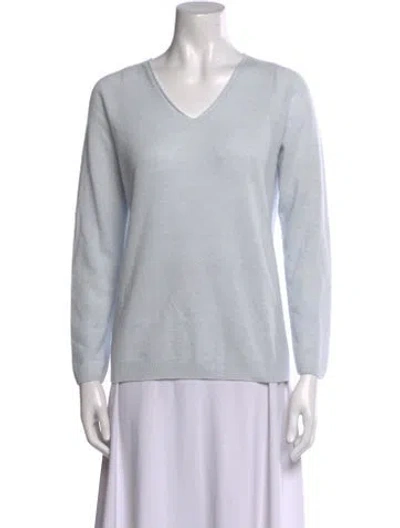 Pre-owned Max Mara Wool V-neck Sweater In Blue