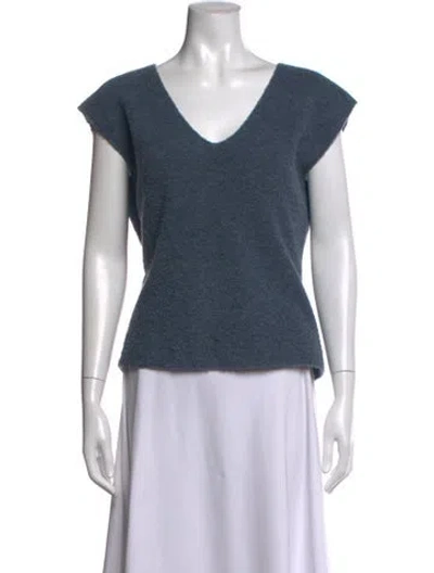 Pre-owned Max Mara Wool V-neck Sweater In Blue