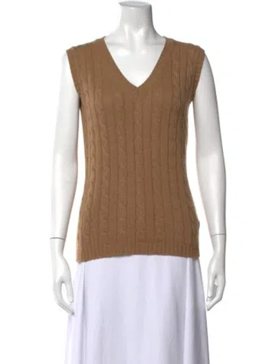 Pre-owned Max Mara Wool V-neck Sweater In Brown