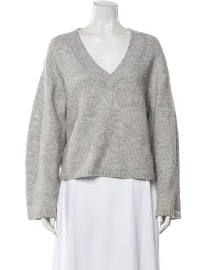 Pre-owned Max Mara Wool V-neck Sweater In Gray