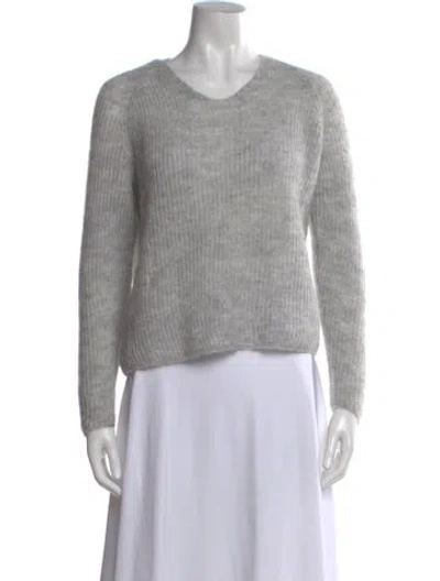 Pre-owned Max Mara Wool V-neck Sweater In Gray