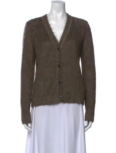Pre-owned Max Mara Wool V-neck Sweater In Grey