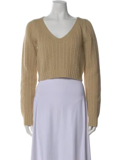 Pre-owned Max Mara Wool V-neck Sweater W/ Tags In Neutrals