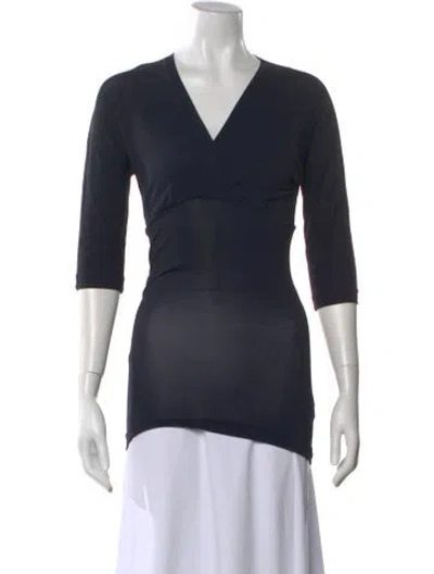 Pre-owned Max Mara Wool V-neck Top In Blue
