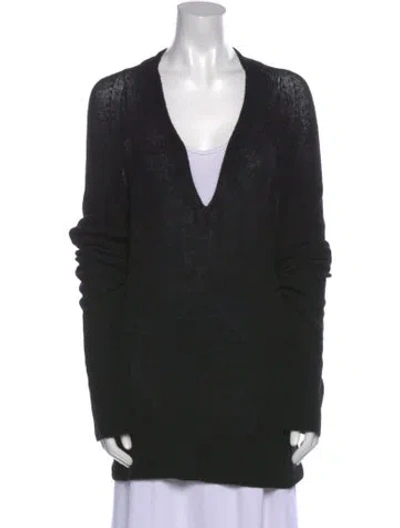 Pre-owned Max Mara Wool V-neck Tunic In Black