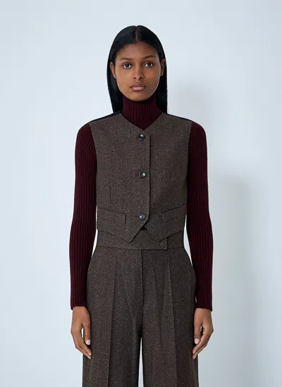 Max Mara Wool Waistcoat In Brown