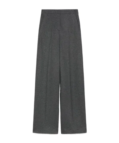 Max Mara Wool Wide-leg Casual Pants In Black