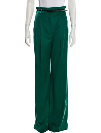 Pre-owned Max Mara Wool Wide Leg Pants W/ Tags In Green