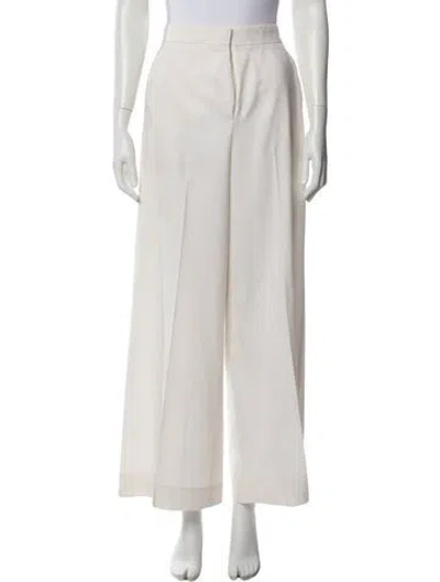 Pre-owned Max Mara Wool Wide Leg Pants In White